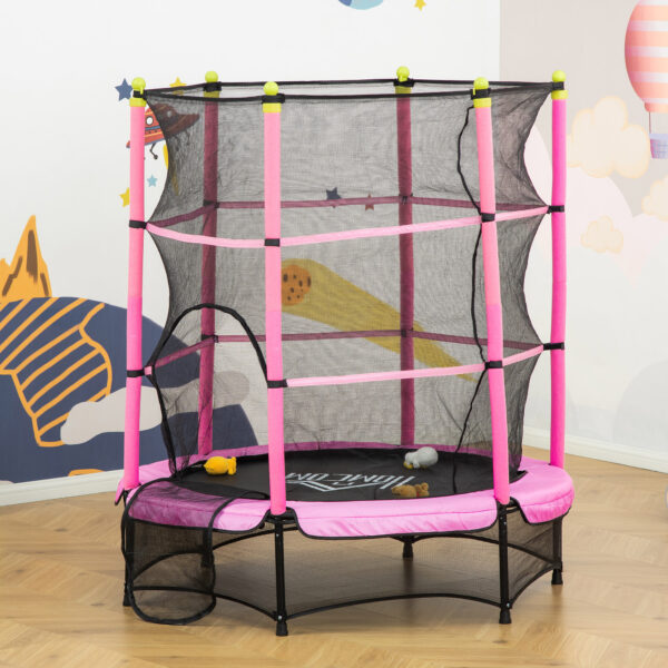 Tappeto Elastico per Bambini 3-6 Anni con Rete, Bordo Imbottito e Corde Elastiche, Trampolino da Giardino