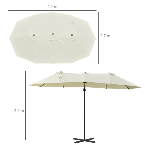 Ombrellone Doppio Beige in Poliestere Anti-UV Impermeabile, Dimensioni: 440x270x250 cm