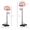 Canestro Basket Regolabile su 5 Livelli da 175-215 cm, Struttura Metallica con Ruote, Nero