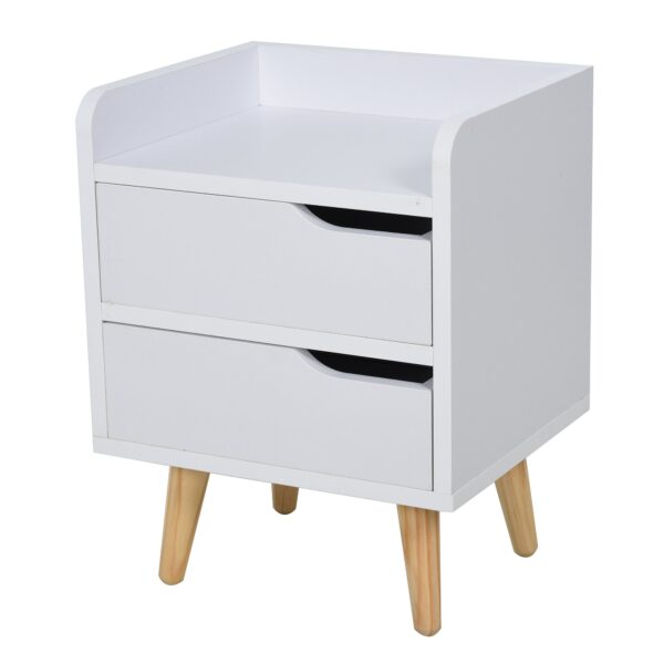 Comodino Moderno Bianco con Cassetti e Piedini in Legno - Design Elegante