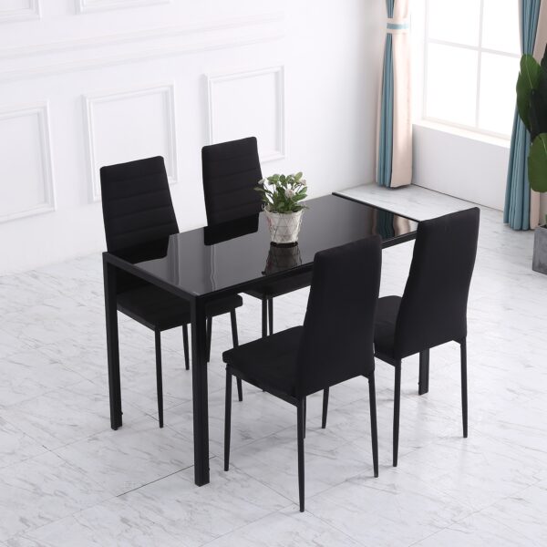 Set 4 Sedie Imbottite dal Design Moderno in Metallo e Tessuto - Colore Nero