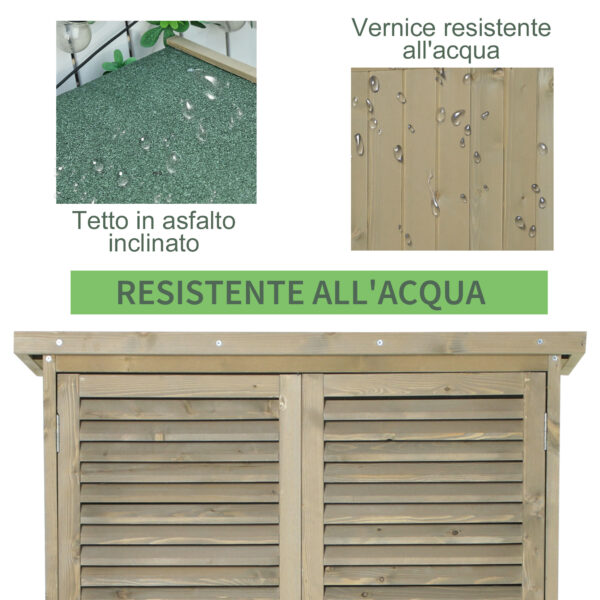 Capanno per Utensili da Giardino con 4 Scompartimenti in Legno di Abete Impermeabile