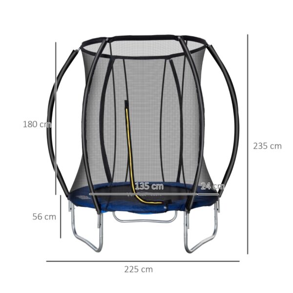 Trampolino Elastico Fitness Blu a 36 Molle per Adulti e Bambini con Rete di Protezione