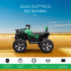 Quad per Bambini Elettrico 12V con Fari Funzionanti e Pedale, Batteria Ricaricabile, Età 3-5 Anni, 100x65x73cm - Nero e Verde