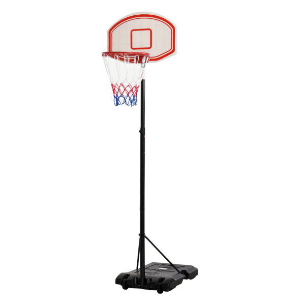 Canestro Basket Regolabile su 5 Livelli da 175-215 cm, Struttura Metallica con Ruote, Nero