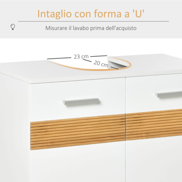 Mobile Sotto Lavabo Bagno Sottolavandino in Legno con Antine - Dimensioni 60x30x60.5cm - Colore Bianco