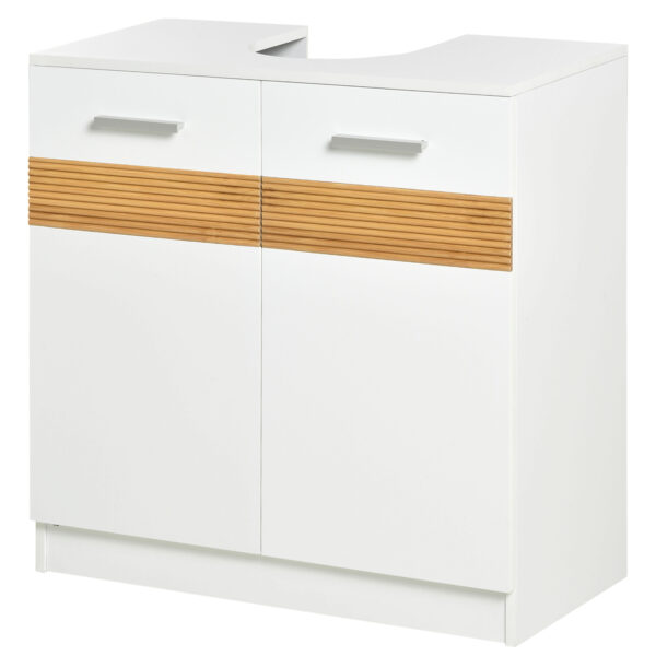 Mobile Sotto Lavabo Bagno Sottolavandino in Legno con Antine - Dimensioni 60x30x60.5cm - Colore Bianco