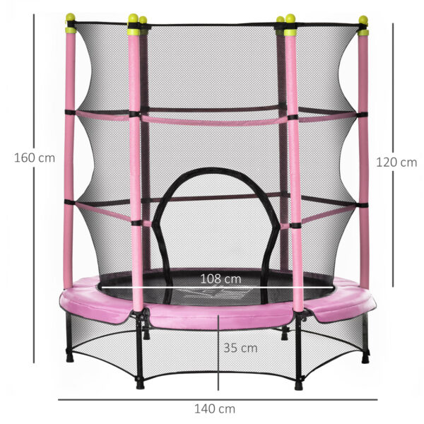 Tappeto Elastico per Bambini 3-6 Anni con Rete, Bordo Imbottito e Corde Elastiche, Trampolino da Giardino