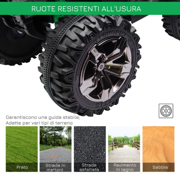 Quad per Bambini Elettrico 12V con Fari Funzionanti e Pedale, Batteria Ricaricabile, Età 3-5 Anni, 100x65x73cm - Nero e Verde