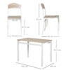 Set da Pranzo Tavolo e 4 Sedie in Metallo e MDF - Bianco e Legno