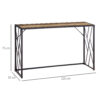 Tavolo Consolle Stile Industriale Acciaio e Legno - Colore Marrone, Dimensioni 120x35x75cm