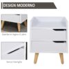 Comodino Moderno Bianco con Cassetti e Piedini in Legno - Design Elegante