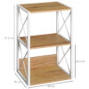 Mobiletto Scaffale Libreria 3 Ripiani, Struttura in Acciaio Bianco e Ripiani in Legno, 44x35x72.5cm