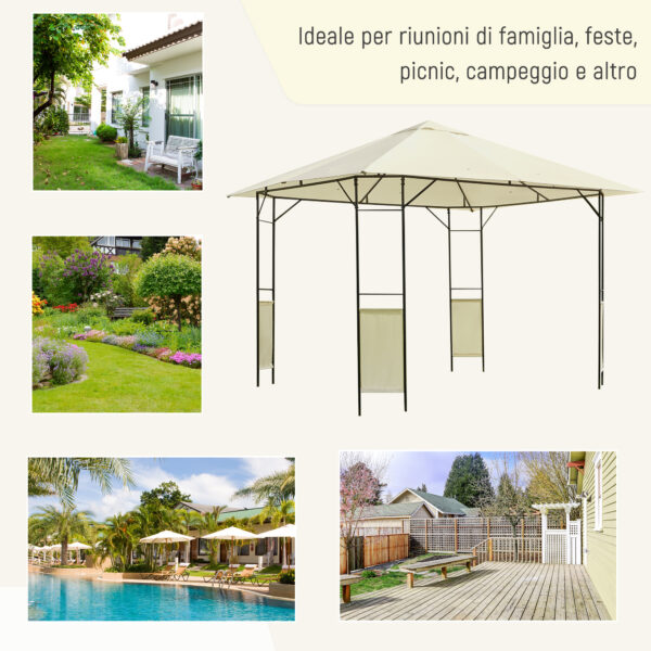 Tendone Gazebo da Giardino Bianco in Metallo 3x3m