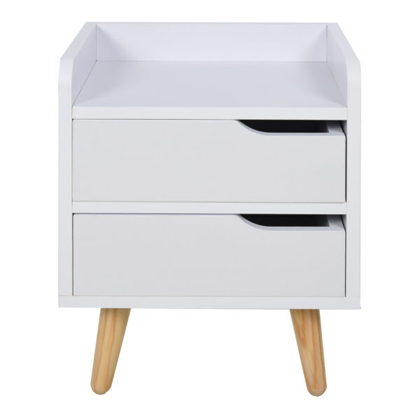 Comodino Moderno Bianco con Cassetti e Piedini in Legno - Design Elegante