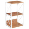 Mobiletto Scaffale Libreria 3 Ripiani, Struttura in Acciaio Bianco e Ripiani in Legno, 44x35x72.5cm