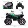 Quad per Bambini Elettrico 12V con Fari Funzionanti e Pedale, Batteria Ricaricabile, Età 3-5 Anni, 100x65x73cm - Nero e Verde