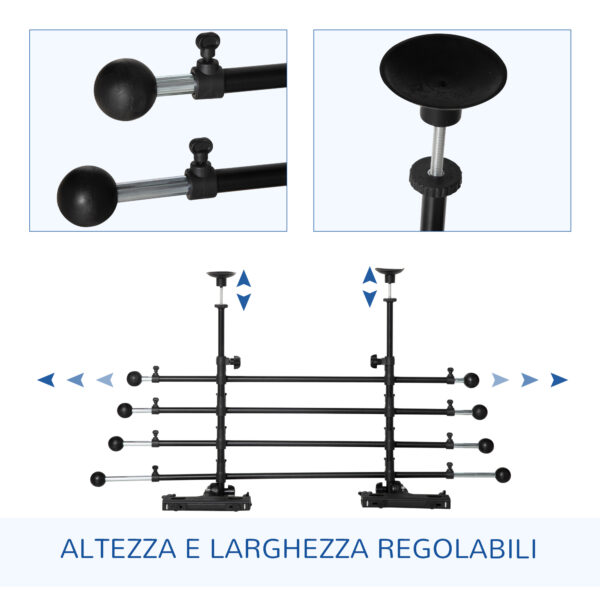 Divisorio Auto per Cani Regolabile in Altezza e Larghezza, Ferro e ABS, 85-140x40-50 cm, Nero