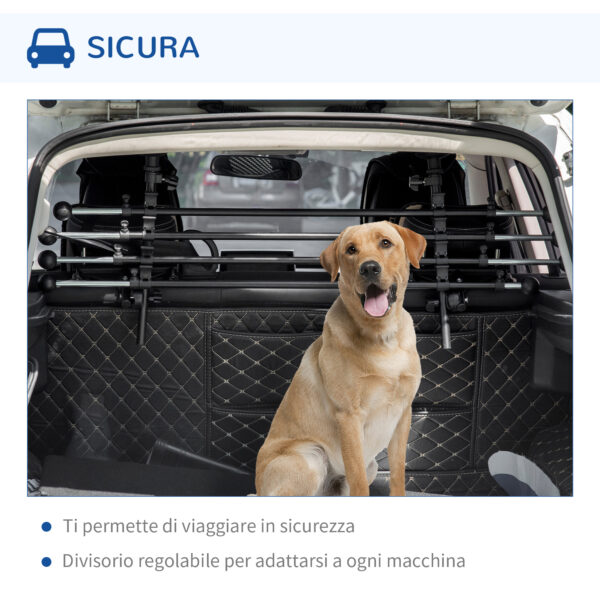 Divisorio Auto per Cani Regolabile in Altezza e Larghezza, Ferro e ABS, 85-140x40-50 cm, Nero