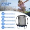 Trampolino Elastico Fitness Blu a 36 Molle per Adulti e Bambini con Rete di Protezione