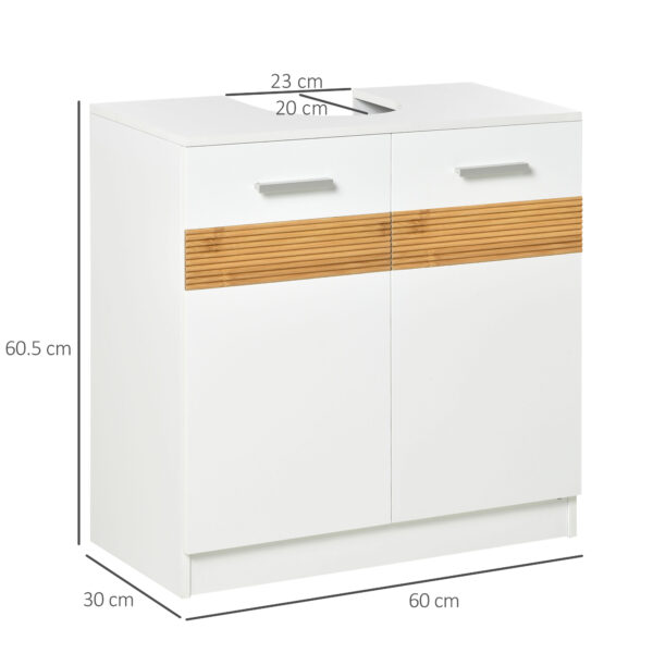 Mobile Sotto Lavabo Bagno Sottolavandino in Legno con Antine - Dimensioni 60x30x60.5cm - Colore Bianco