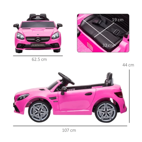 Mercedes Macchina Elettrica per Bambini 3-6 Anni con Luci LED, Effetti Sonori e Telecomando, Rosa