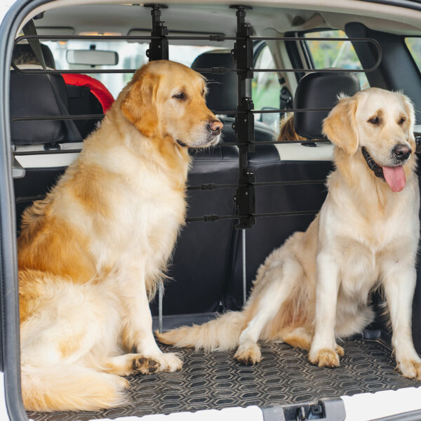 Divisorio Auto per Cani in Acciaio e PP Regolabile in Larghezza e Altezza, 89-150x76-124 cm, Nero