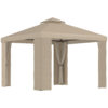 Gazebo da Giardino 3x3m in Metallo con Zanzariera e Tetto a 2 Livelli in Poliestere color Beige e Cachi