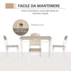 Set da Pranzo Tavolo e 4 Sedie in Metallo e MDF - Bianco e Legno