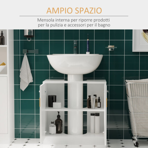 Mobile Sotto Lavabo Bagno Sottolavandino in Legno con Antine - Dimensioni 60x30x60.5cm - Colore Bianco