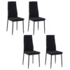 Set 4 Sedie Imbottite dal Design Moderno in Metallo e Tessuto - Colore Nero