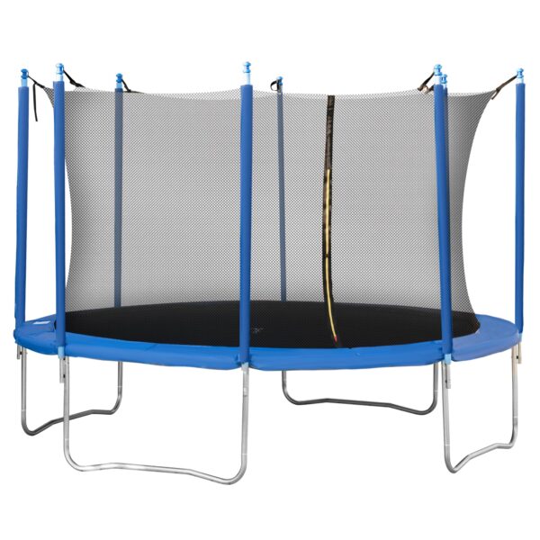 Tappeto Elastico Blu/Nero per Bambini e Adulti con Rete e Bordo Imbottito, Φ370x275 cm