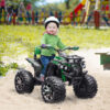 Quad per Bambini Elettrico 12V con Fari Funzionanti e Pedale, Batteria Ricaricabile, Età 3-5 Anni, 100x65x73cm - Nero e Verde