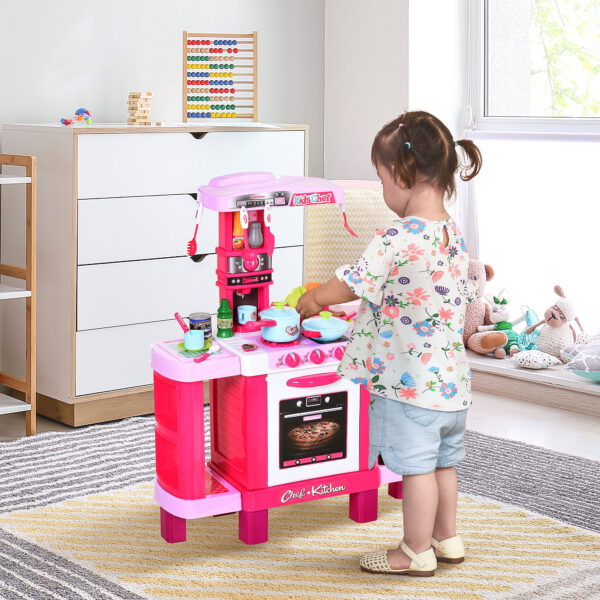 Cucina Giocattolo per Bambini con 38 Accessori Inclusi, Gioco con Luci e Suoni Realistici, colore Rosa