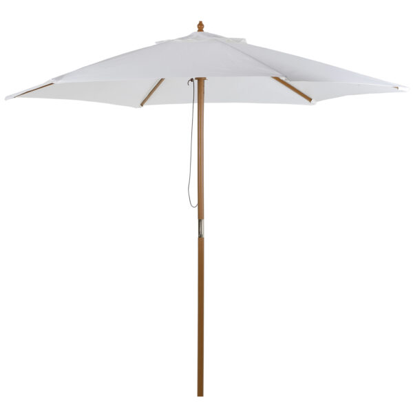 Ombrellone da Giardino in Bambù, Bianco Crema, Ø250 x 230cm