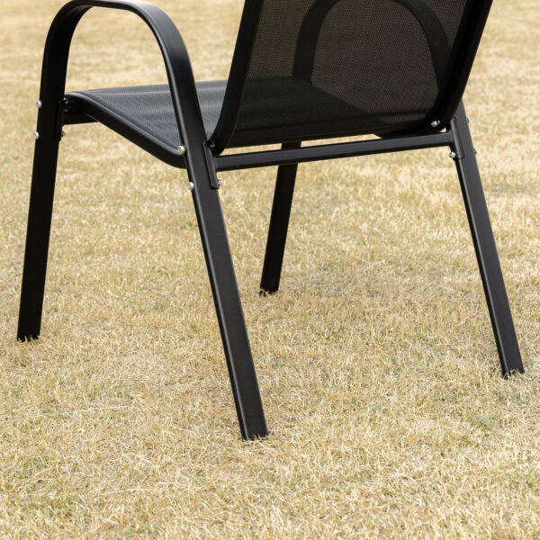 Sedie da Giardino Set 4 Pezzi: Braccioli, Metallo e Tessuto Traspirante, 70x54x90cm, Nero