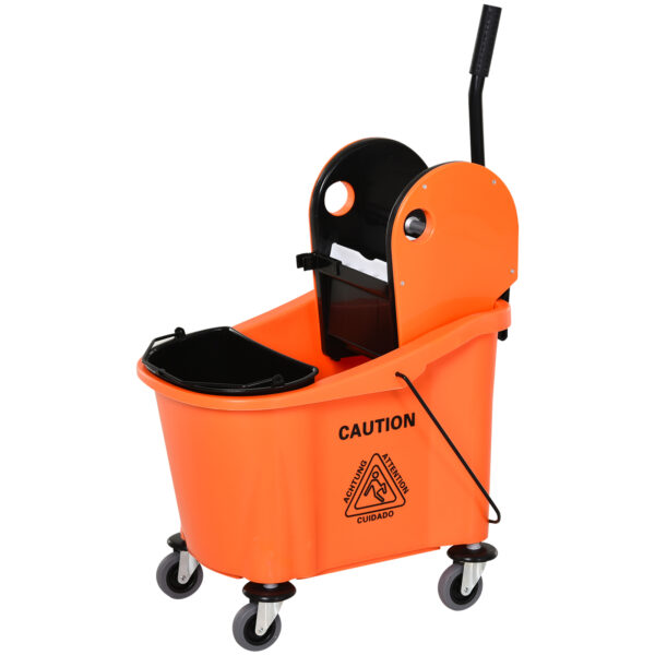 Carrello Secchio Lavapavimenti da 36L con Strizzatore Pressa, colore Arancione