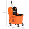 Carrello Secchio Lavapavimenti da 36L con Strizzatore Pressa, colore Arancione