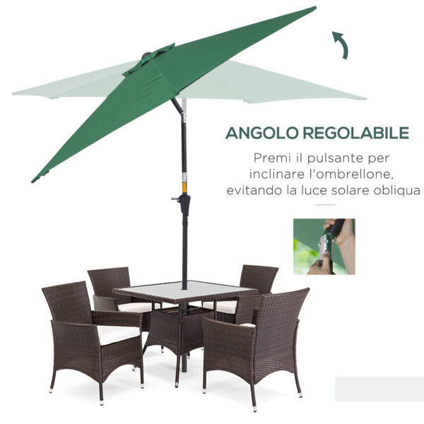 Ombrellone da Giardino Inclinabile Spiaggia Alluminio e Poliestere Φ2.7×2.35m Verde Scuro