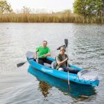 Canoa Gonfiabile 2 Posti, Kayak con 2 Remi in Alluminio, Pompa Gonfiaggio e Kit Riparazione, Azzurro