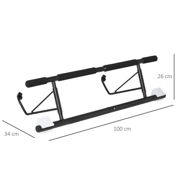 Barra per Trazioni Pieghevole per Porte 75-95cm con Installazione Senza Viti, in Acciaio, Nero