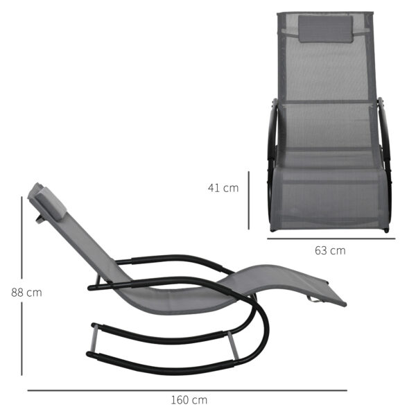 Sdraio a Dondolo Zero Gravity Ergonomica - Metallo e Texteline, 63x160x88cm