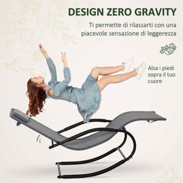 Sdraio a Dondolo Zero Gravity Ergonomica - Metallo e Texteline, 63x160x88cm