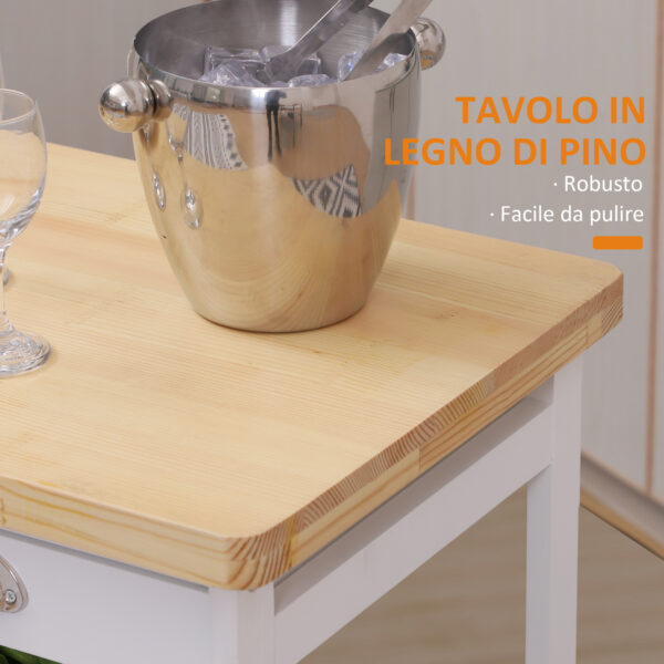 Carrello da Cucina con Cassetti e Portabottiglie, color Legno e Bianco