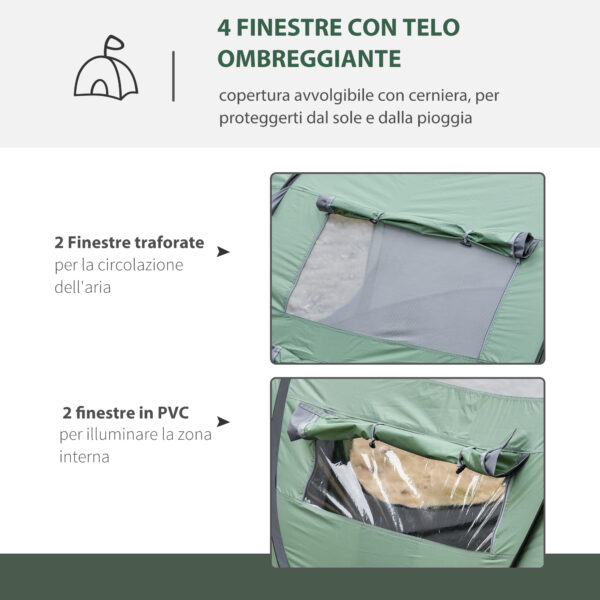 Tenda da Campeggio Pop Up 4-5 Posti 2 Porte e 4 Finestre Telo Impermeabile, Verde Scuro