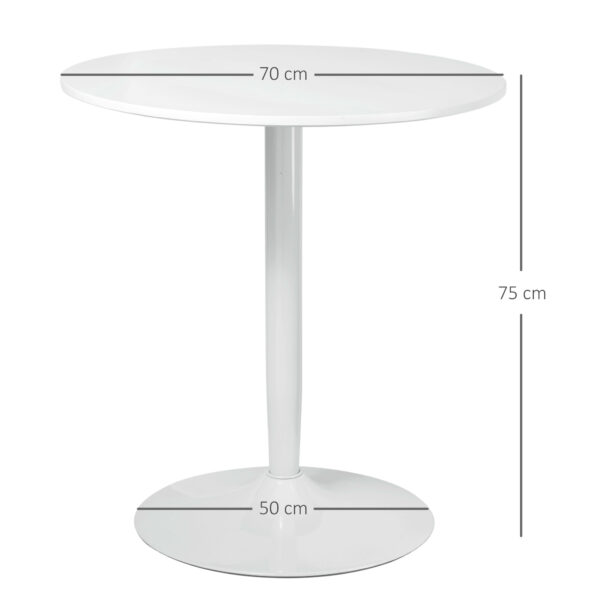 Tavolo Rotondo Moderno per 2 Persone in MDF e Acciaio - Ø70x75cm, Bianco