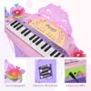 Set Pianola per Bambini con Sgabello e Microfono, 4 Suoni di Strumenti e Registrazione, MP3 e Karaoke, Rosa