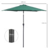 Ombrellone da Giardino Inclinabile Spiaggia Alluminio e Poliestere Φ2.7×2.35m Verde Scuro