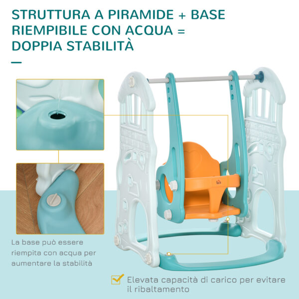 Scivolo per Bambini con Altalena Regolabile e Canestro per Cameretta e Giardino, 149x186x98cm, Blu