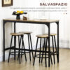 Set Bar 5 Pezzi: Tavolo Alto e 4 Sgabelli Stile Industriale – Marrone/Nero